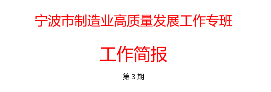 宁波市制造业高质量发展工作专班工作简报(第3期)