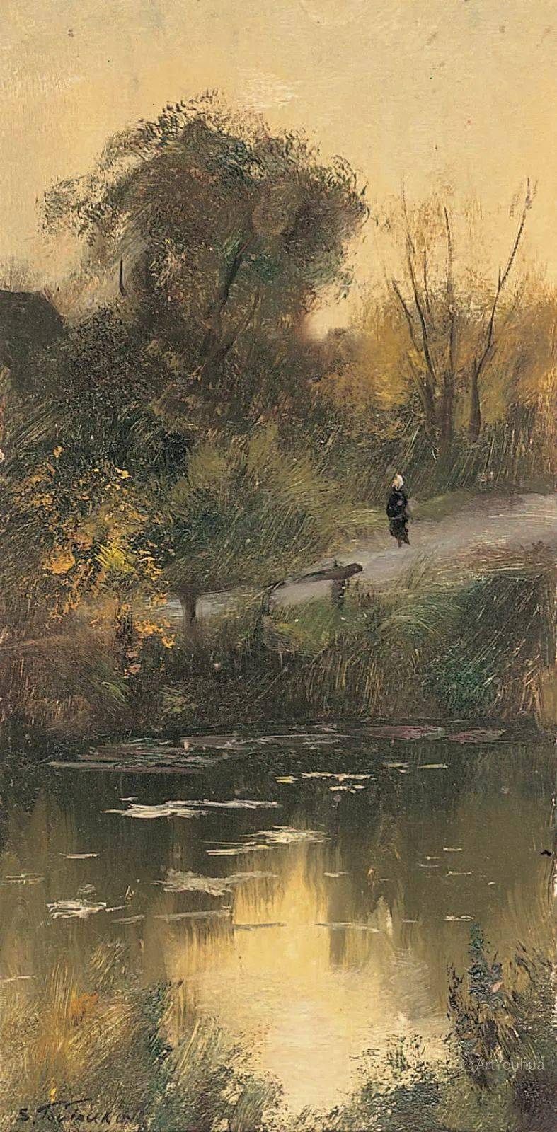 长竖构图风景油画俄罗斯画家谢尔盖图图诺夫作品