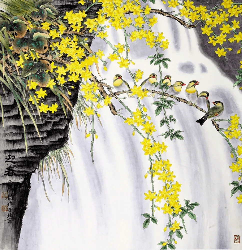 迎春花绘画作品图片