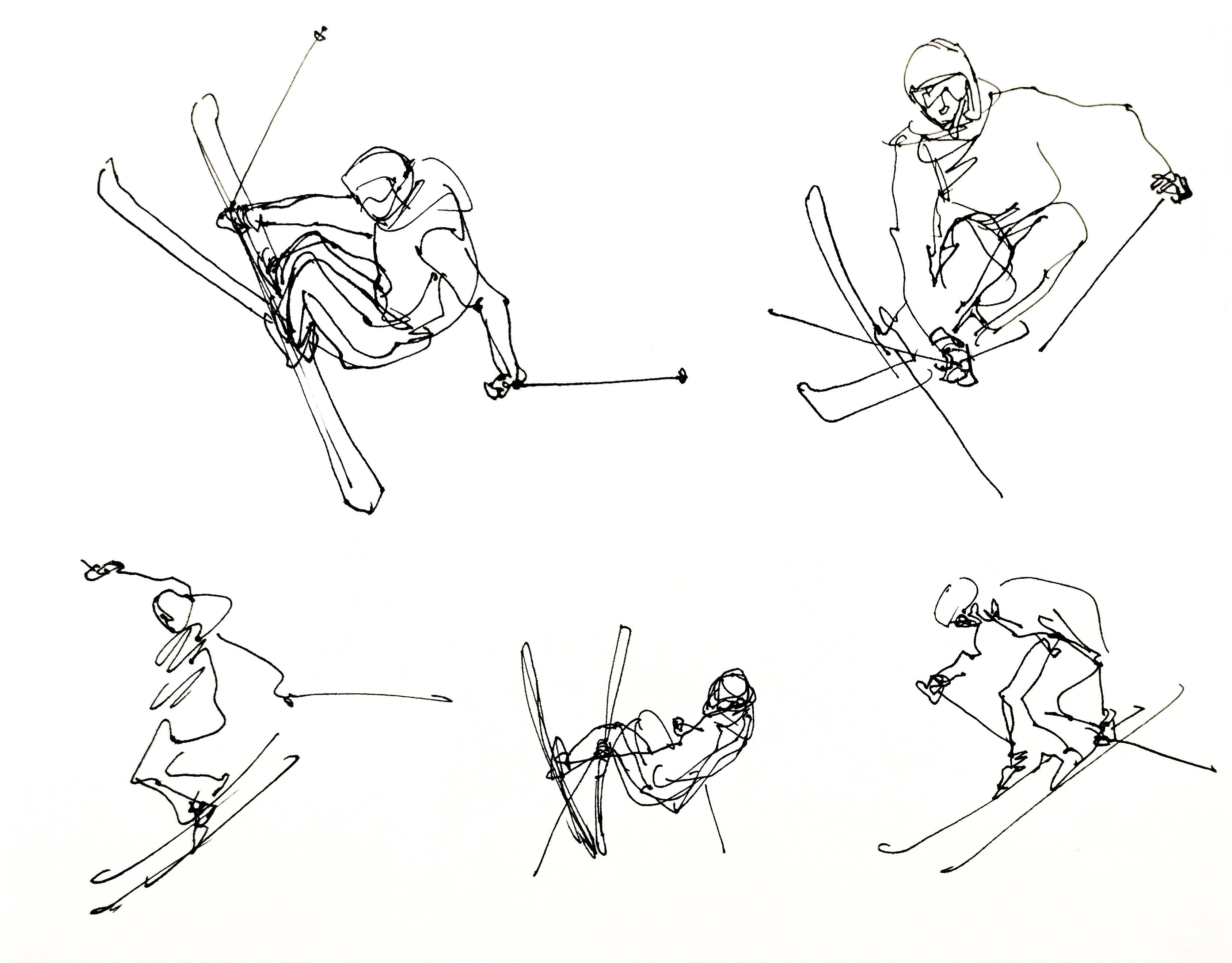 滑冰运动员素描图片