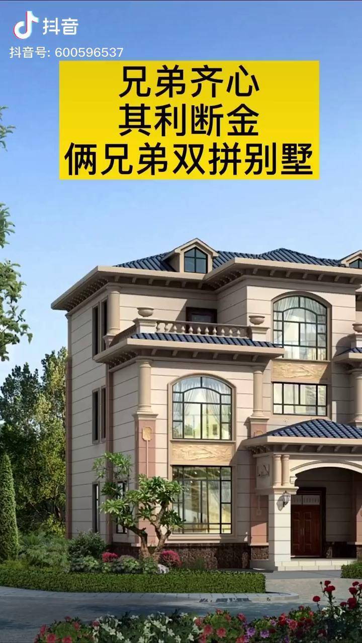 豪华欧式三层双拼别墅设计俩兄弟自建房就选双拼户型别墅设计双拼别墅