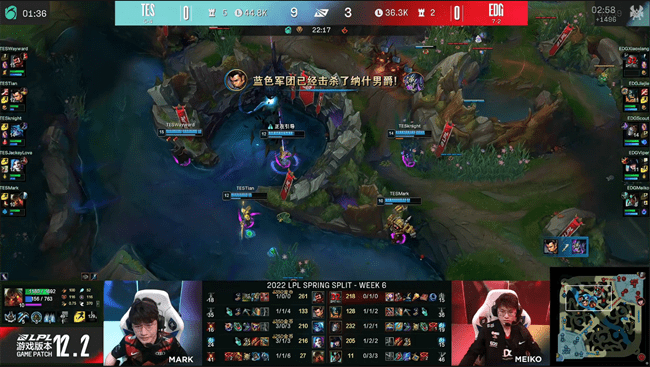 双方|LOL-LPL：knight薇古丝愁煞突进瞬秒Viper，TES翻盘2-1击败EDG