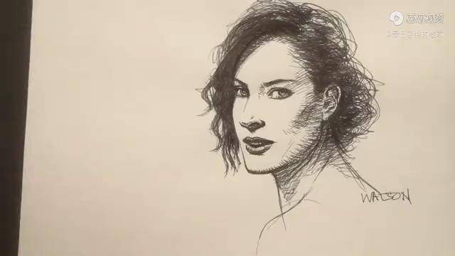 钢笔画人像美女寇碧史莫德斯