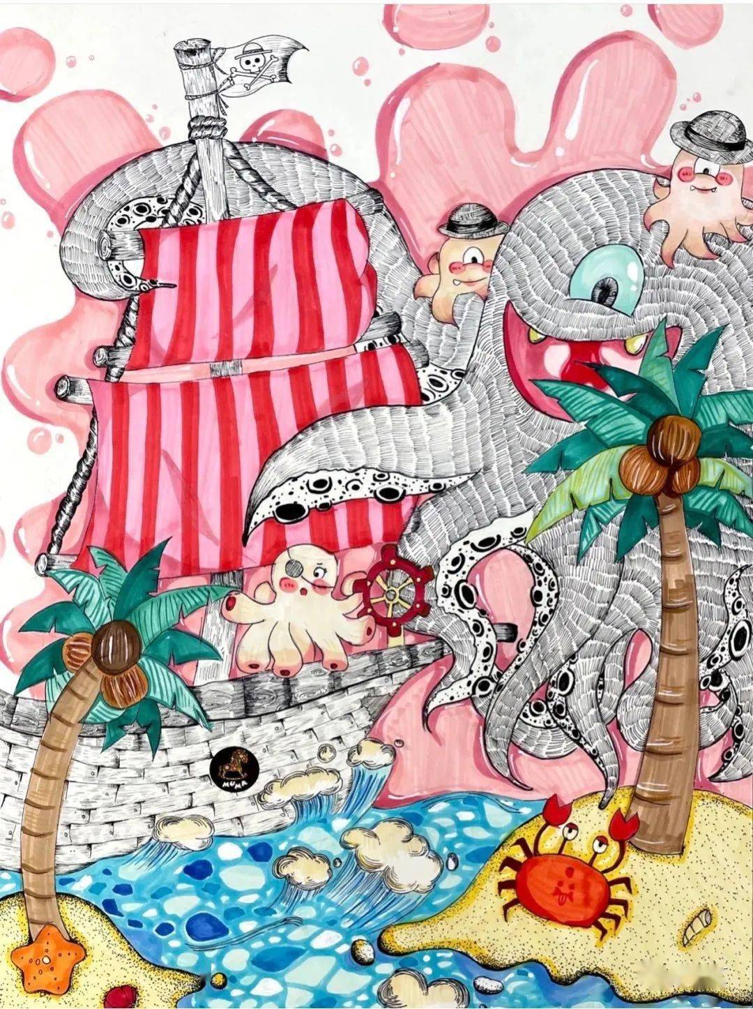 儿童创意画脑洞大开的思想者