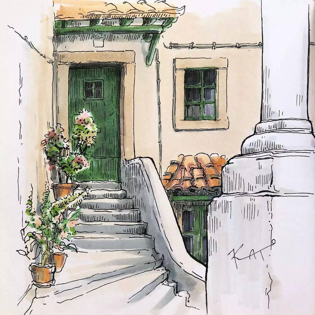 铅笔钢笔淡彩画真美