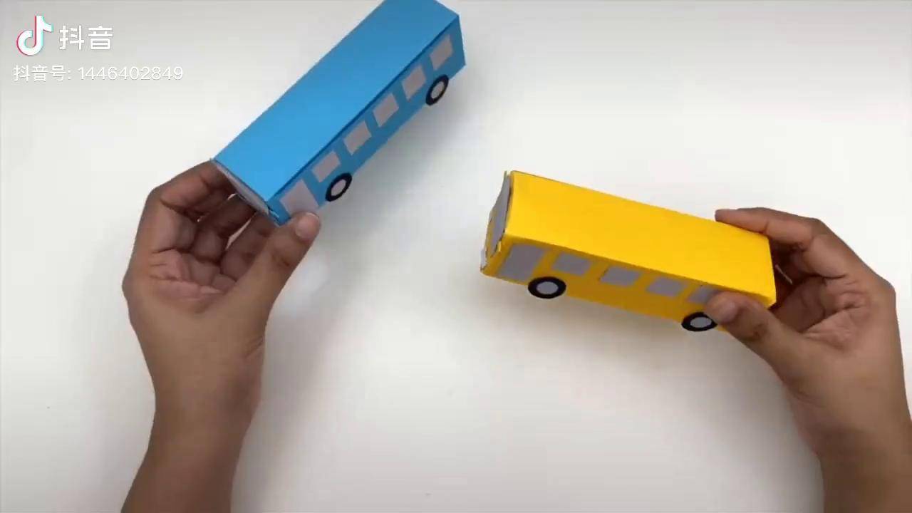 今天一起来做一辆大巴车吧真是太漂亮了快来和我一起学学吧大巴车折纸