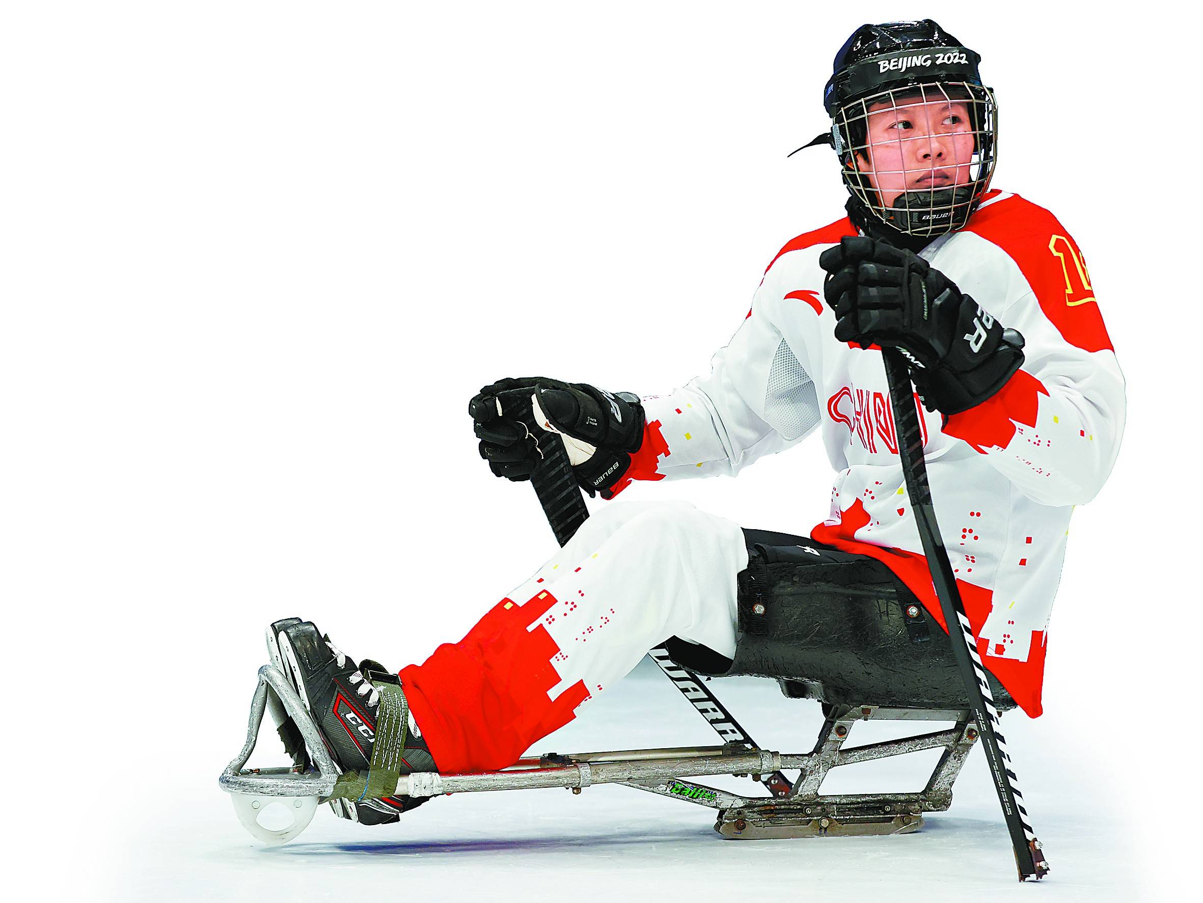 残疾人冰球冰撬图片