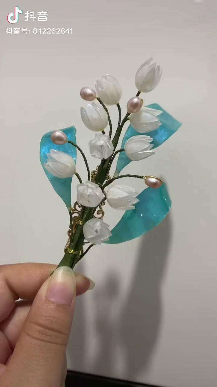 发夹清清爽爽的感觉热缩花热缩片热缩片发簪汉服配件热缩铃兰