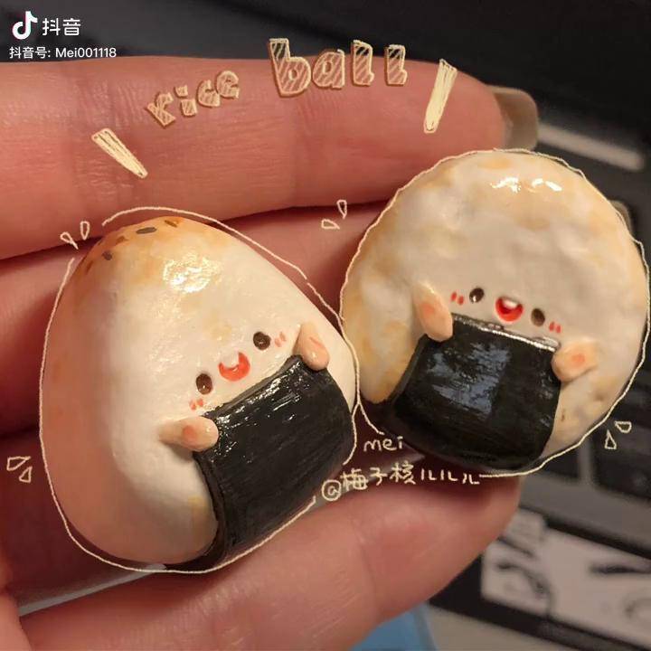 今天吃两只小饭团崽崽手工石塑粘土