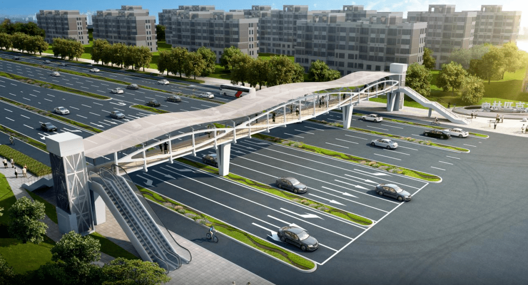 高品质建筑设计西咸能源金贸区人行天桥设计出炉