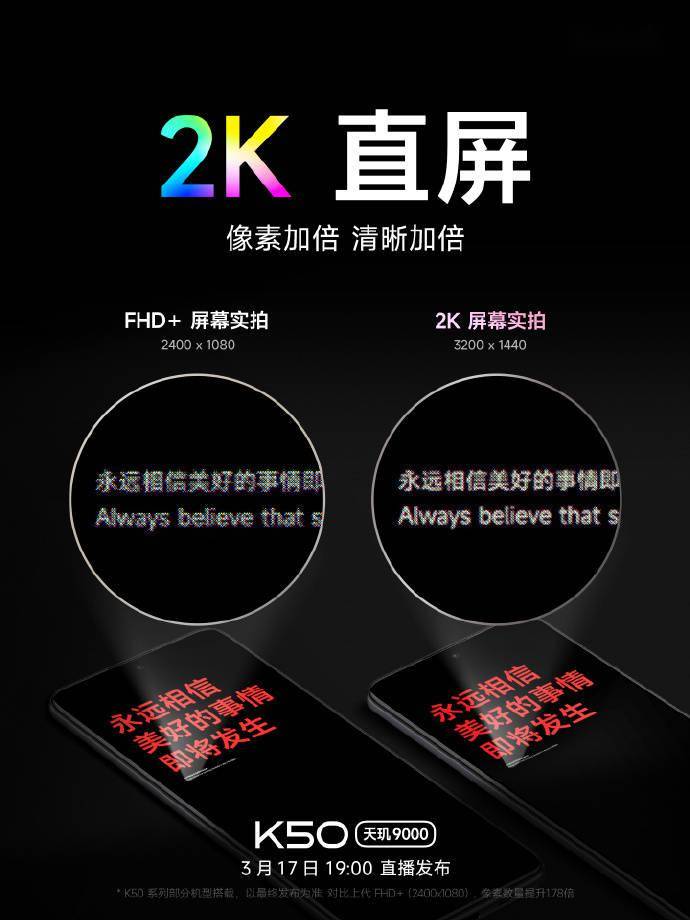 官方详解Redmi K50 天玑9000版屏幕