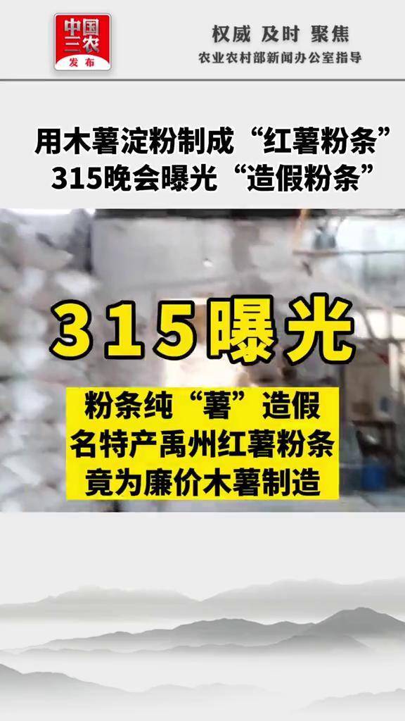 用木薯淀粉制成红薯粉条315晚会曝光造假粉条