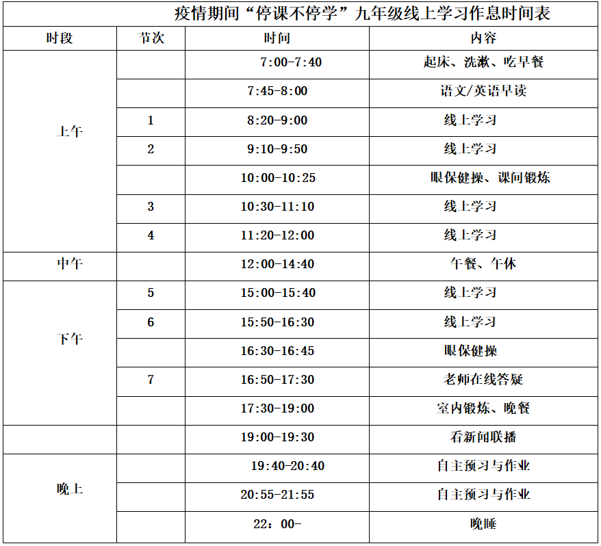 七,八年级线上学习作息表北海市第二实验学校文字:教务处编辑:钟晴