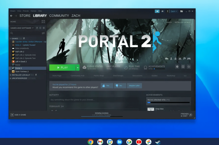 Steam Alpha 版已可在 Chromebook 中使用，支持机型一览