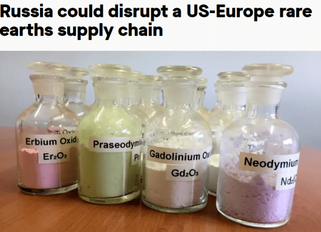 对俄制裁打乱稀土供应链，美媒：欧洲更难摆脱对中国依赖