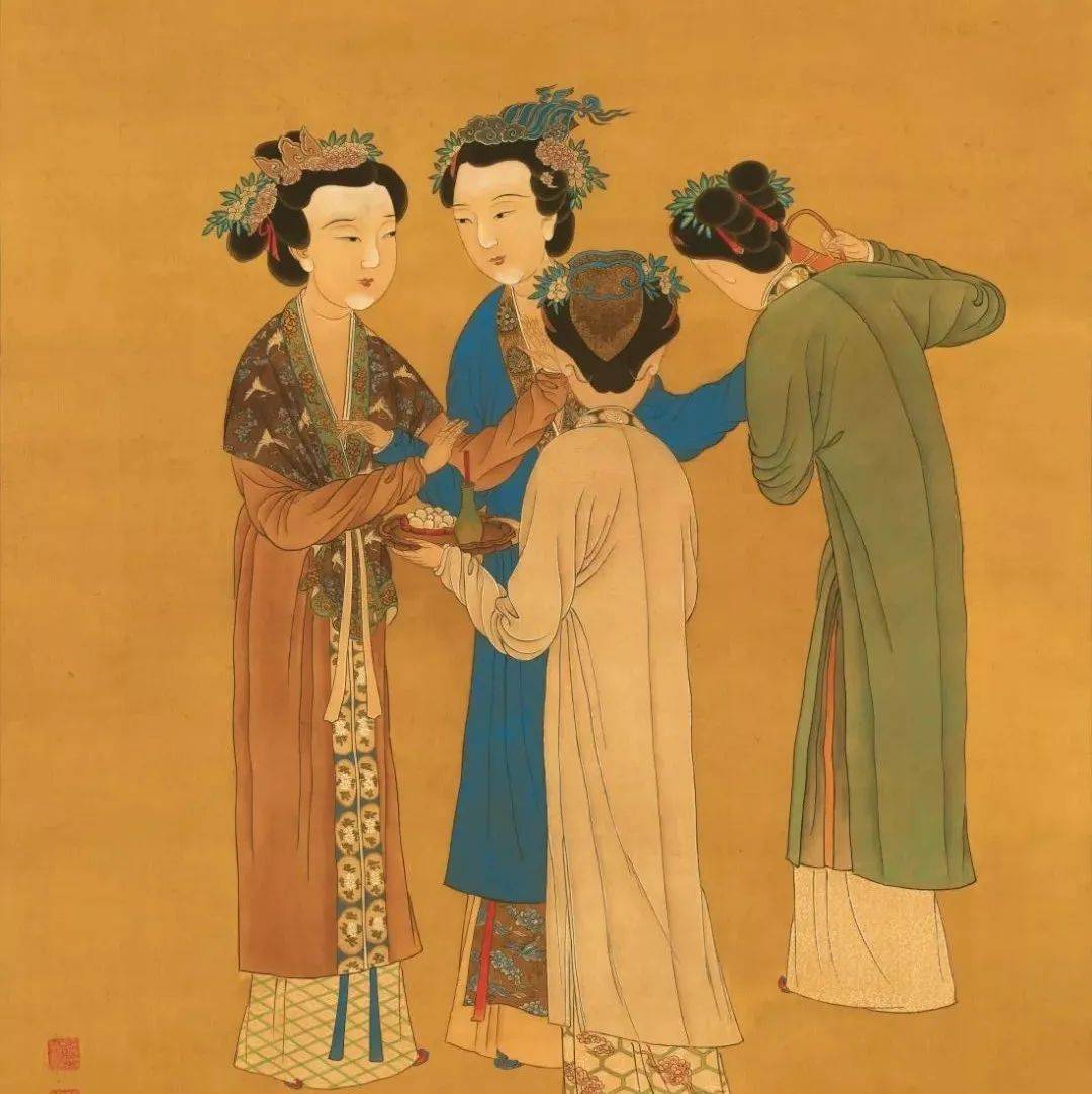 鉴赏| 唐伯虎的人物工笔重彩《王蜀宫伎图》_唐寅_仕女_周臣