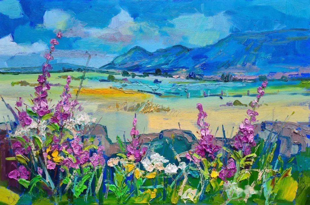 澳大利亚画家朱迪思的油画,大胆,生机勃勃和充满活力的欢乐风景油画
