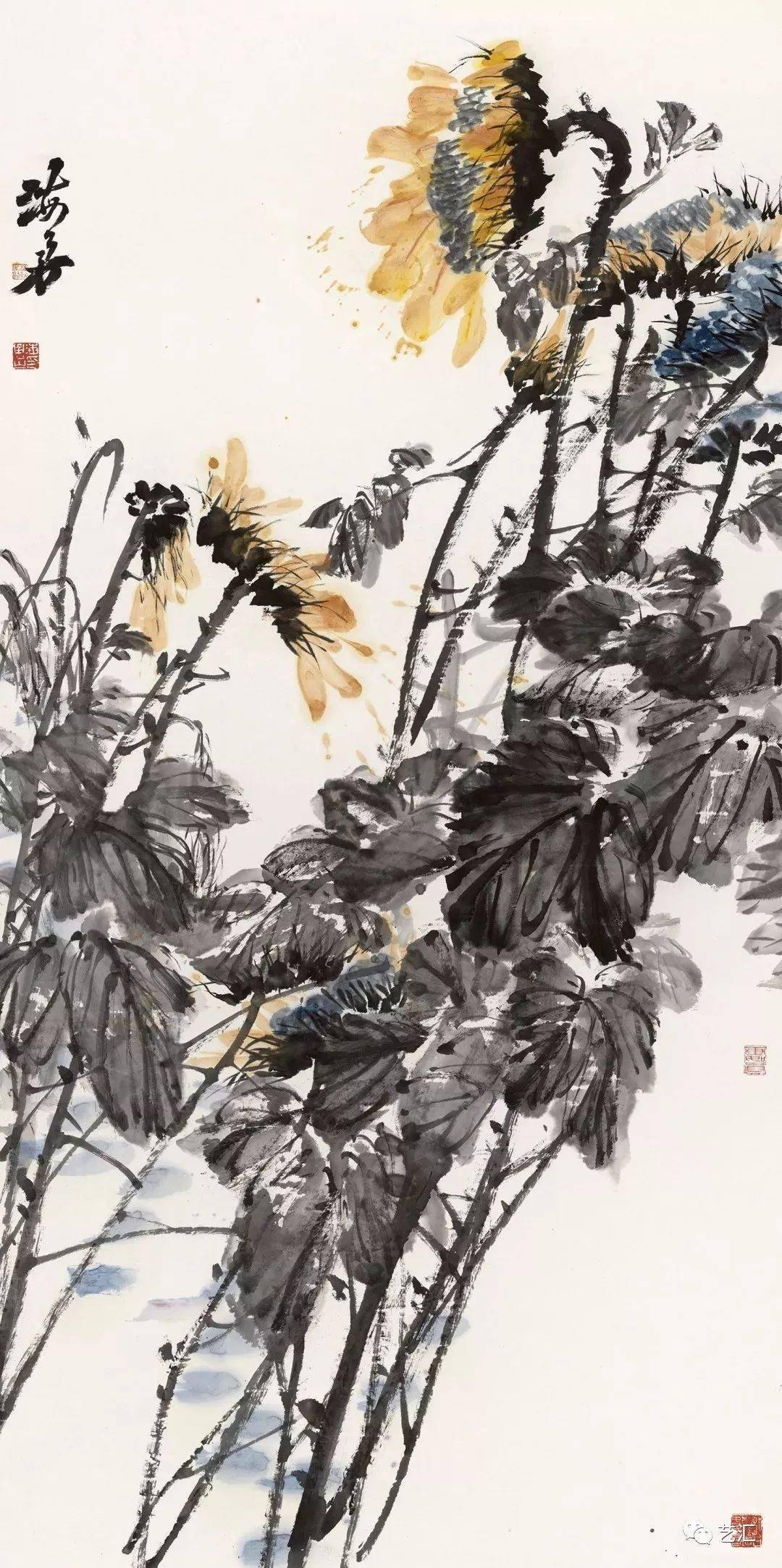 山花烂漫饮龙湫刘海勇大写意花鸟
