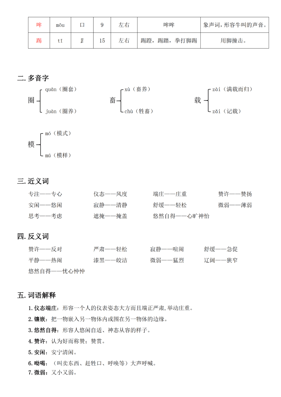 五年级下册第六单元每课课堂笔记重点