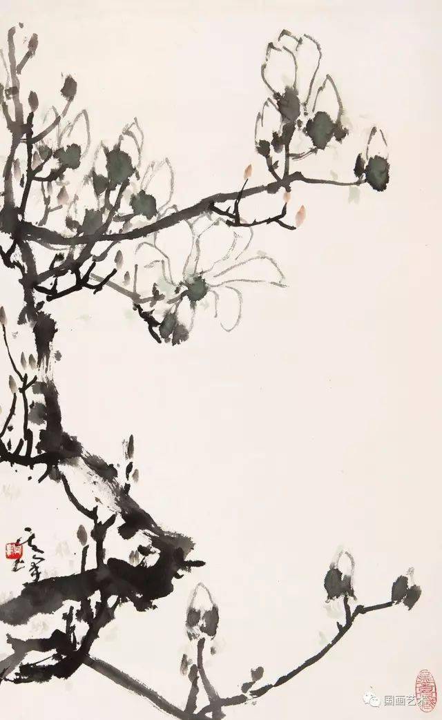 现当代名家孙其峰玉兰水仙作品欣赏