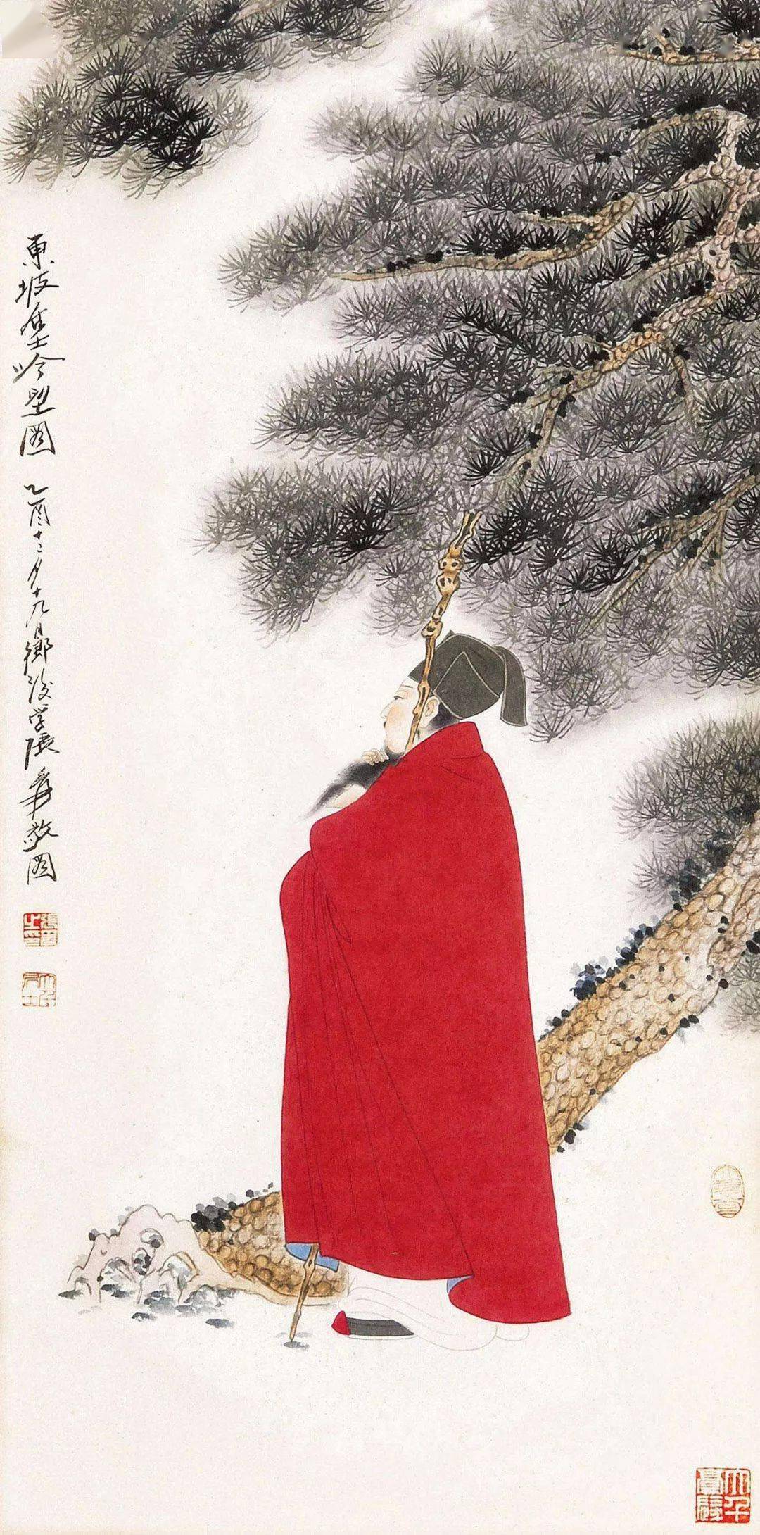 [北宋]李公麟《扶杖醉坐圖》(传)苏轼(1037年1月8日—1101年8月24日