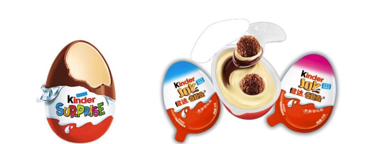 健達驚喜蛋 kinder surprise(左)與健達奇趣蛋 kinder joy(右).