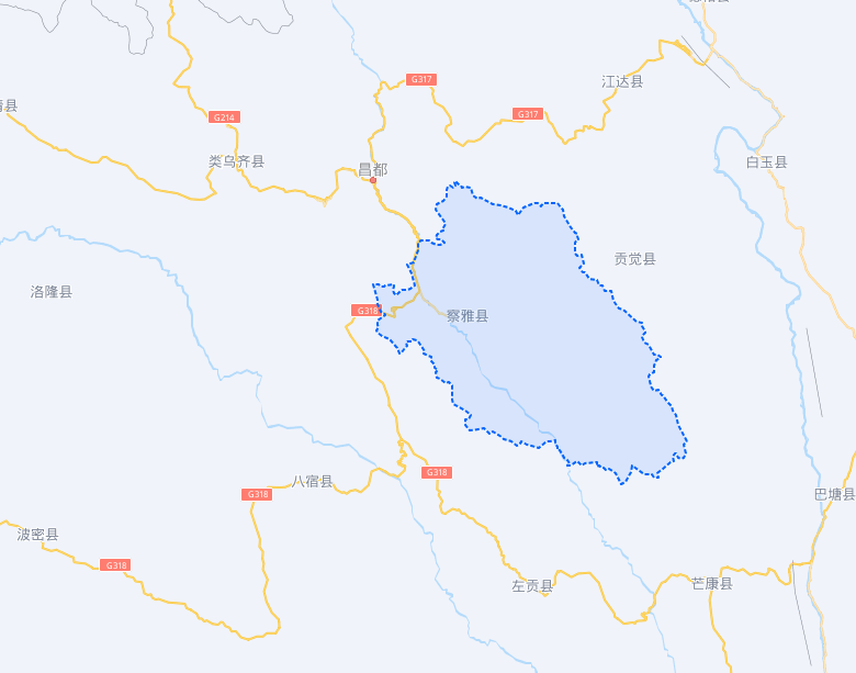 察雅县的北部是昌都市的卡若区,东部是昌都市的贡觉县,南部是昌都市的