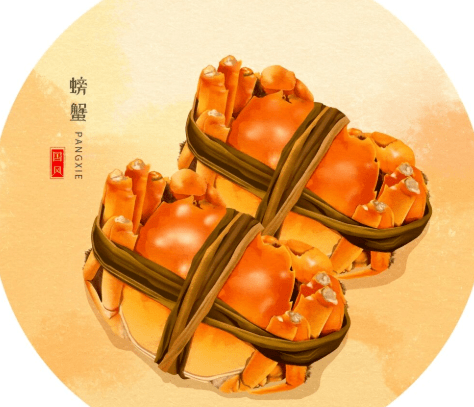 打卡丨美食插画46美食插画螃蟹的绘制