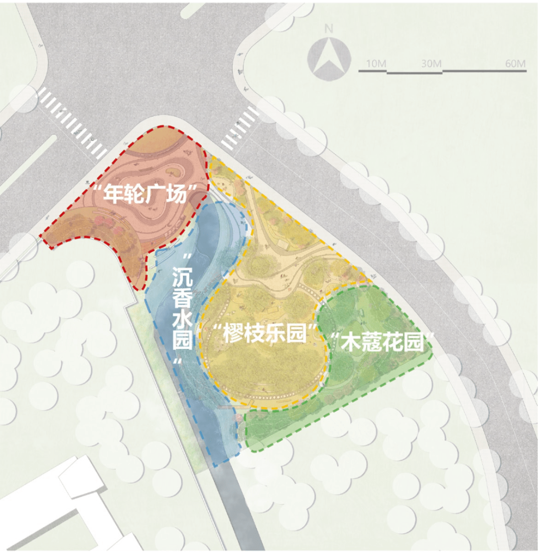 来看看公园里有哪些功能分区设计以香樟为主题,使公园作为繁荣城市