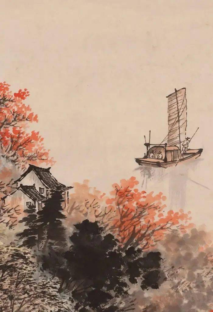 周元亮江上行舟图欣赏_北京_中国画_山水