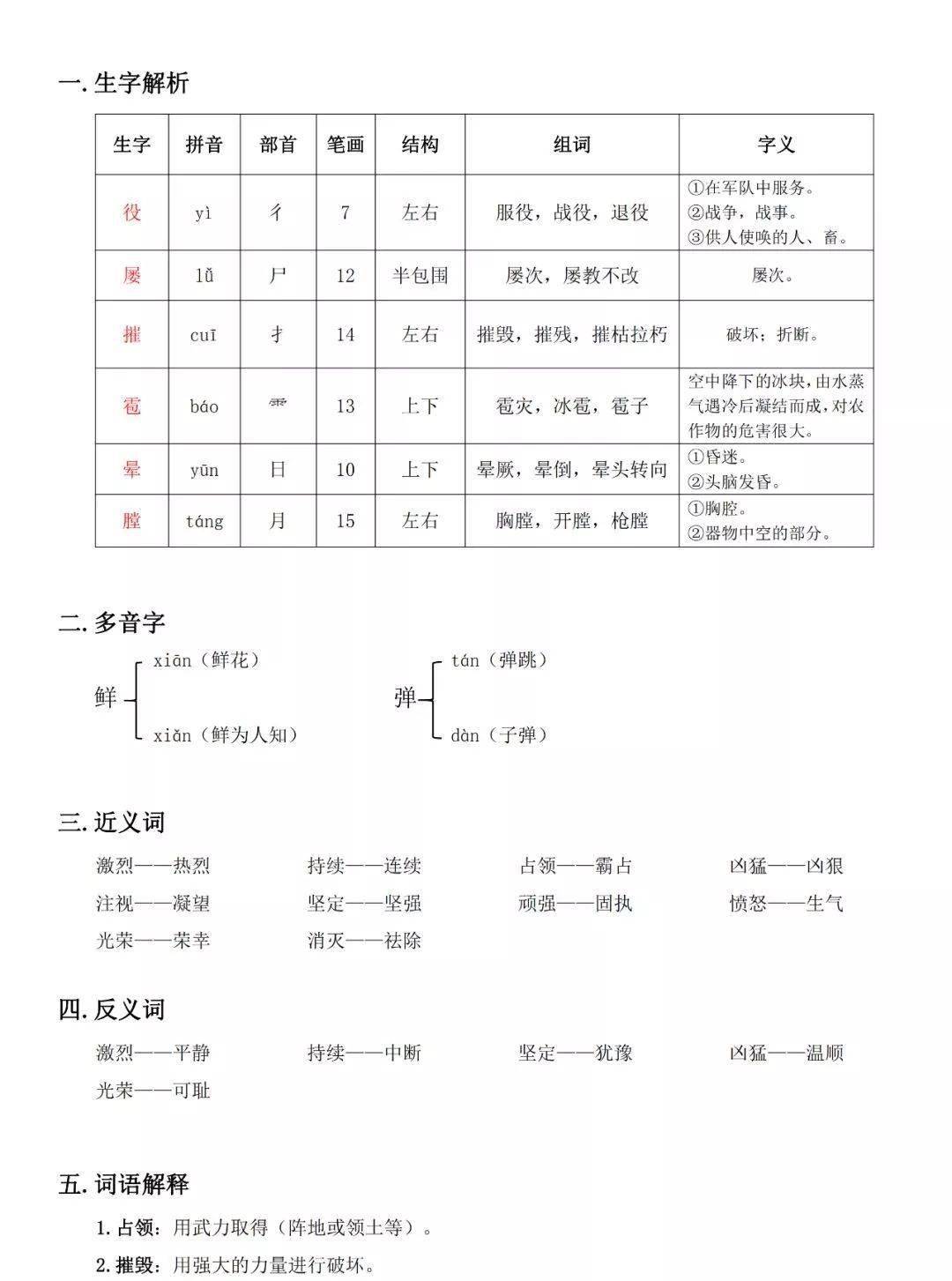 四年级语文下册第七单元笔记