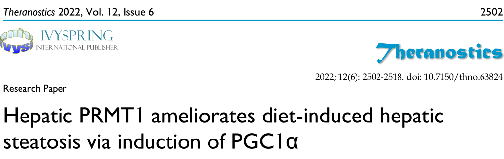 prmt1 ameliorates diet-induced hepatic steatosis via induction