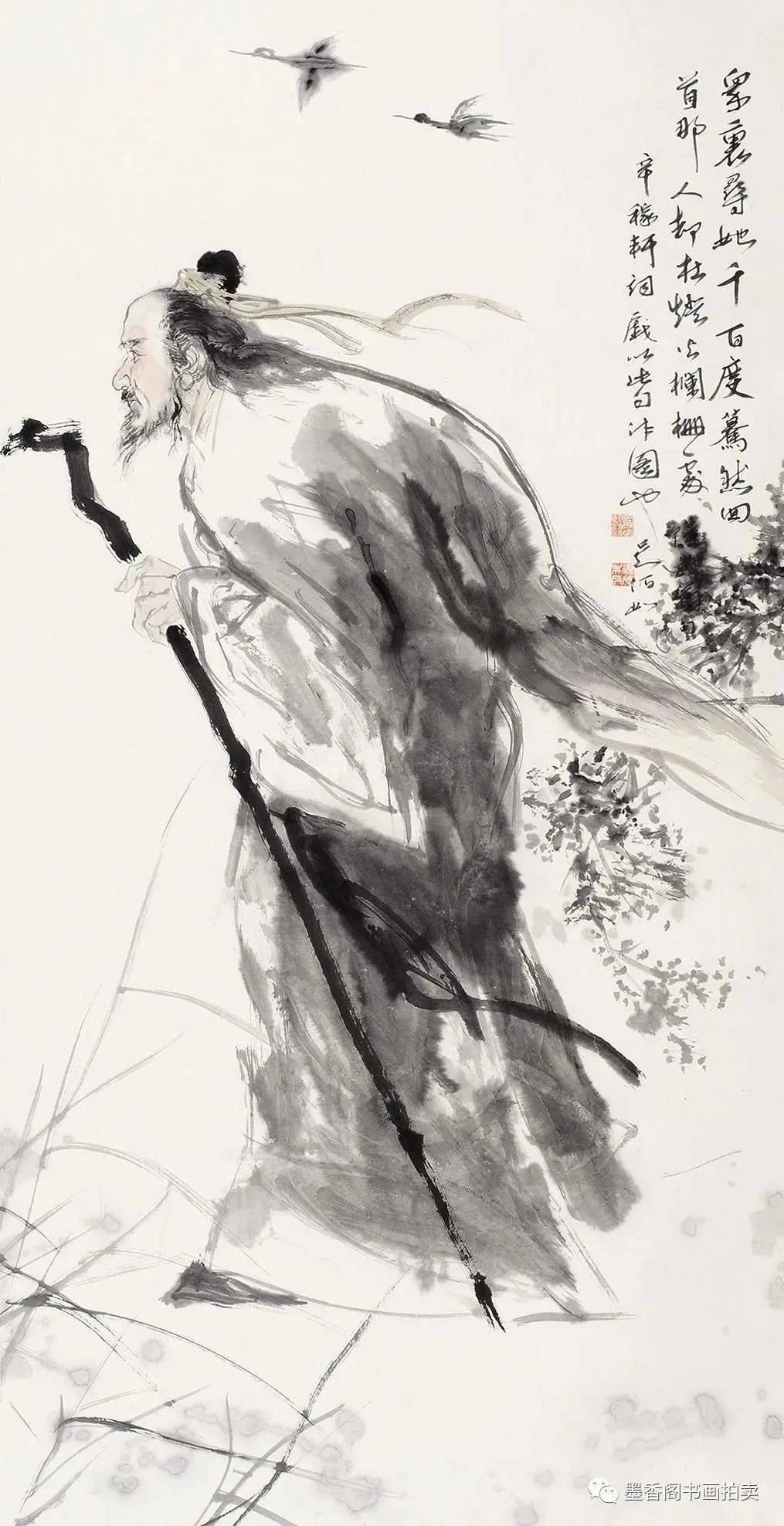 他的泼墨人物画笔恣纵肆,墨韵磅礴_波罗蜜_机甲_般若