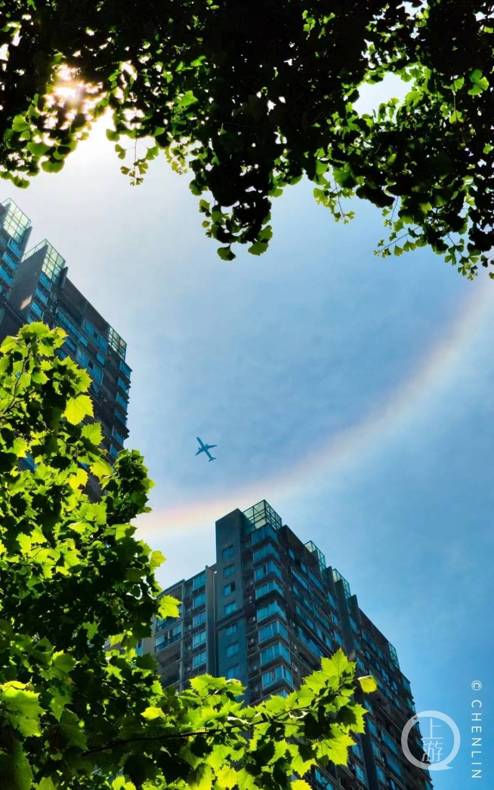 大约12点过几分的时候,她突然看到太阳裹了一个"黄金圈",于是赶紧拿起