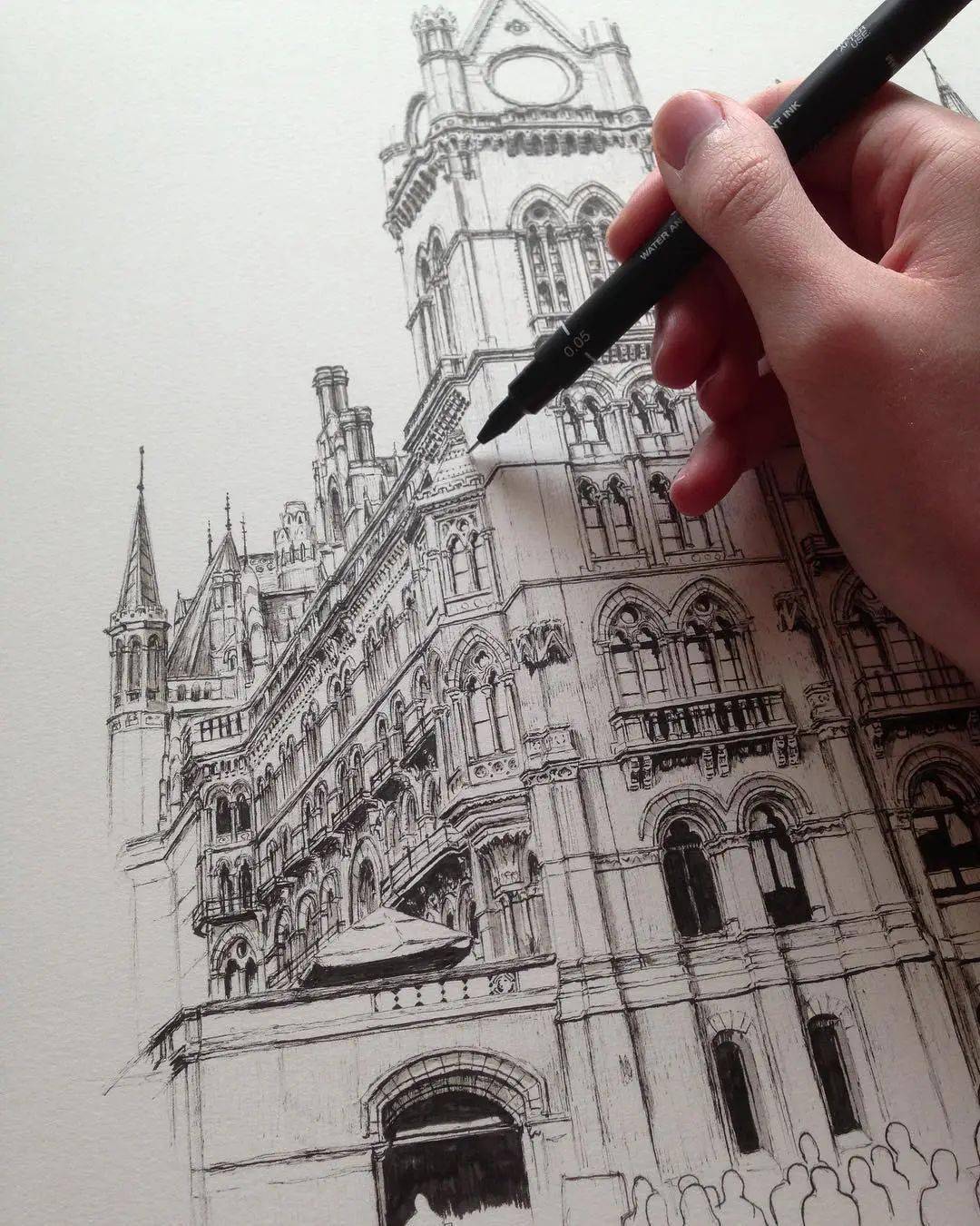 精致细腻的彩铅建筑手绘,值得收藏