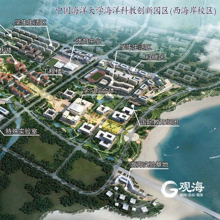 中国海洋大学西海岸校区计划今年8月启用，10个建筑项目基本主体封顶！目前这片海滨还建有中国科学院大学海洋学院等多所涉海高校…… 海洋生物 古镇口 建设