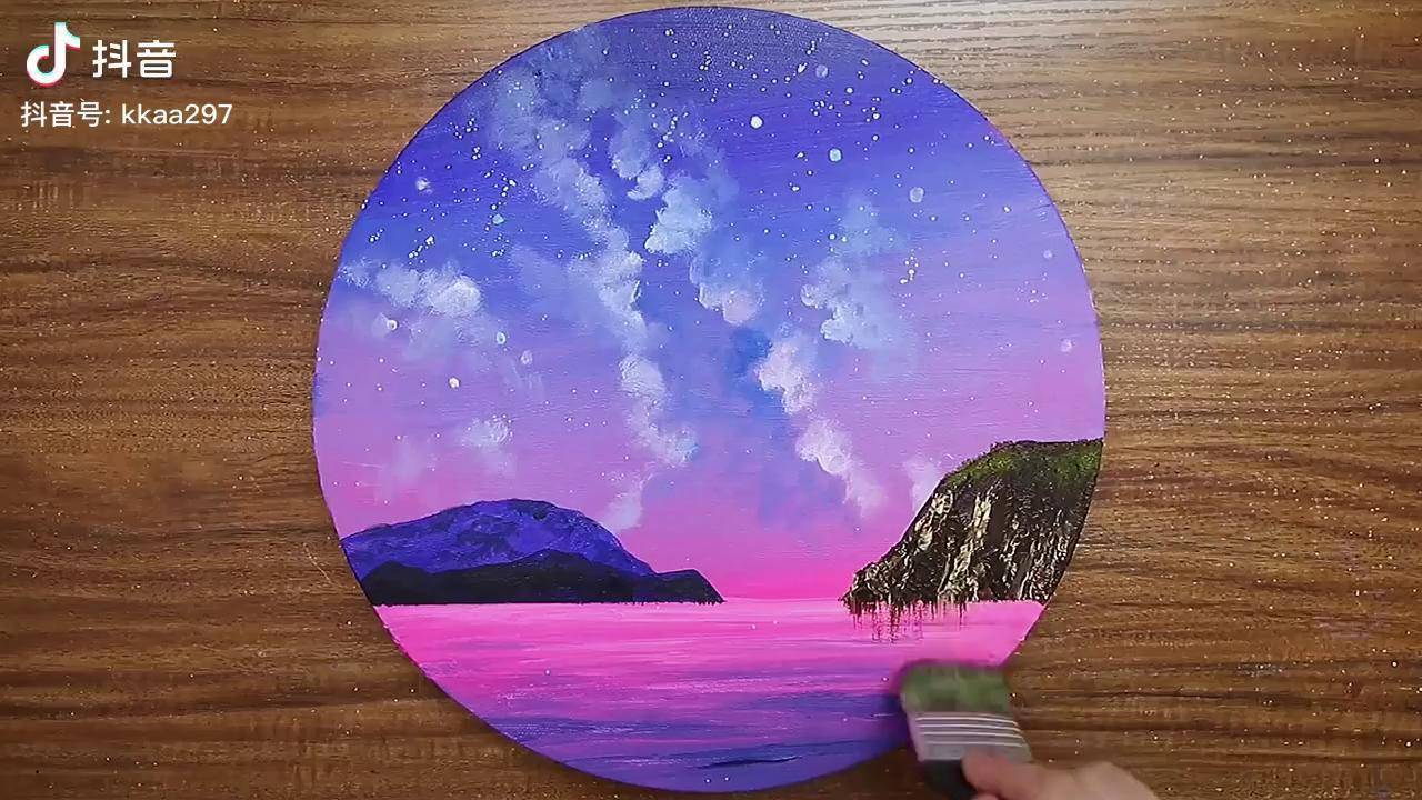 夜空下的美景,简单易学,丙烯画 绘画_丙烯画_美景_绘画