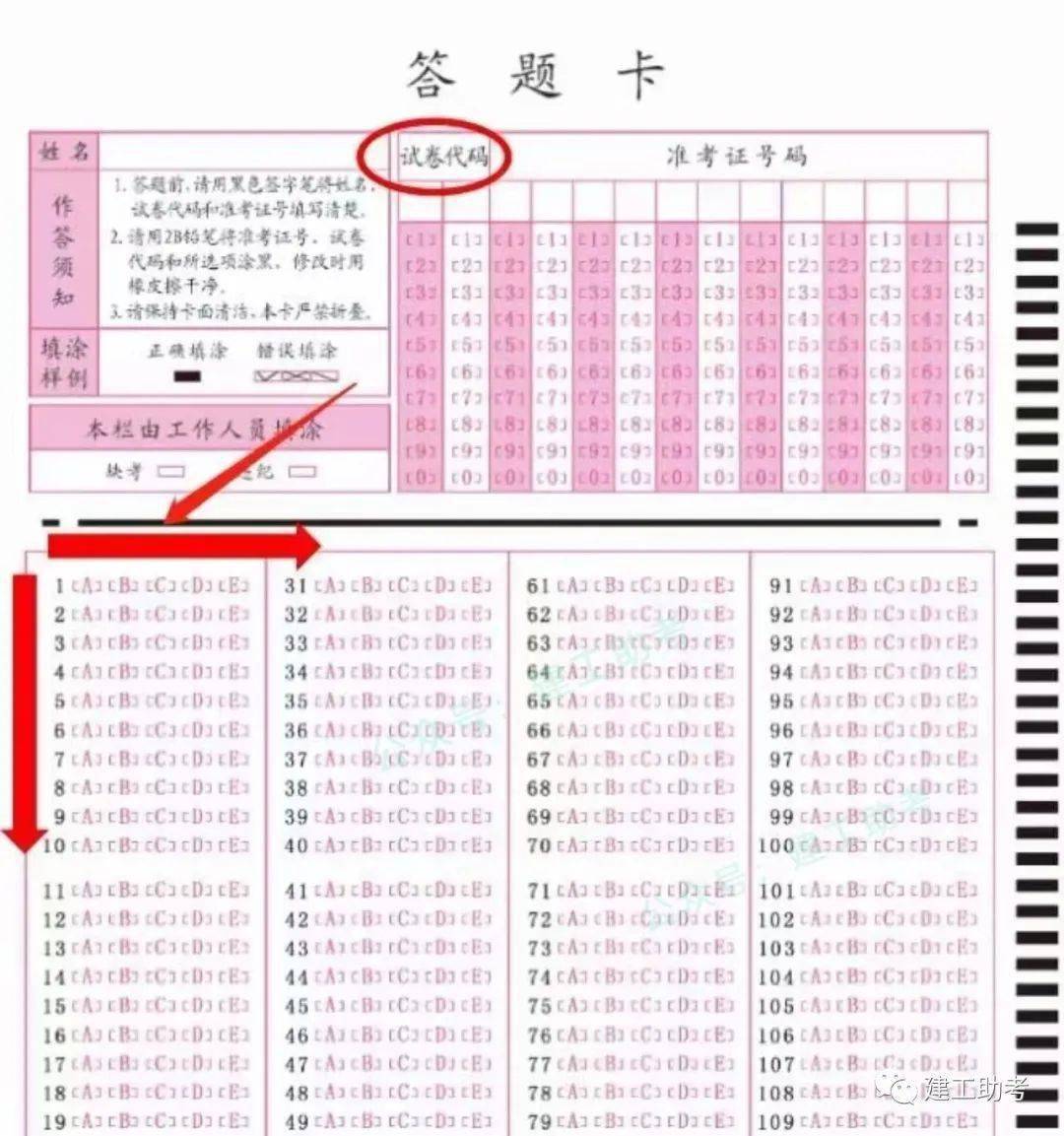 二建考生這些答題卡填塗錯誤可能0分