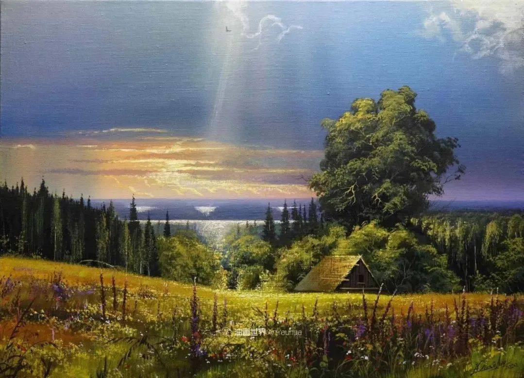 独特的森林与田野之美,无尽透彻的光_绘画_victor_自然主义