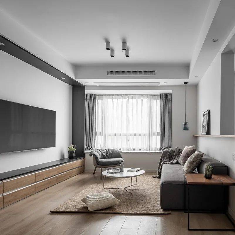 120m²爽朗现代家:用奶奶灰+原木色,解锁「新日式」极简生活_设计_空间_墙体