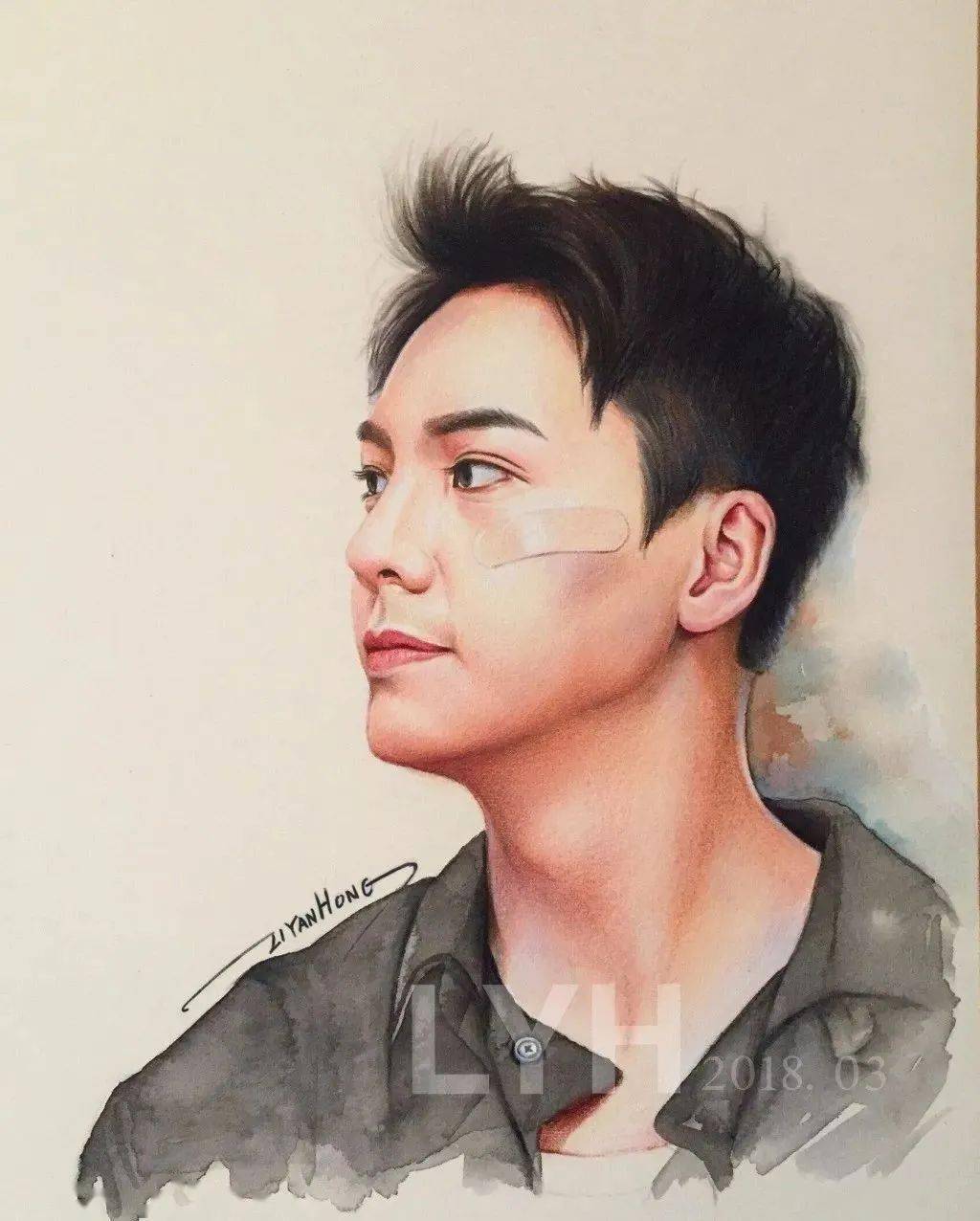 她用水溶彩铅画明星易烊千玺蔡徐坤热巴个个跃然纸上