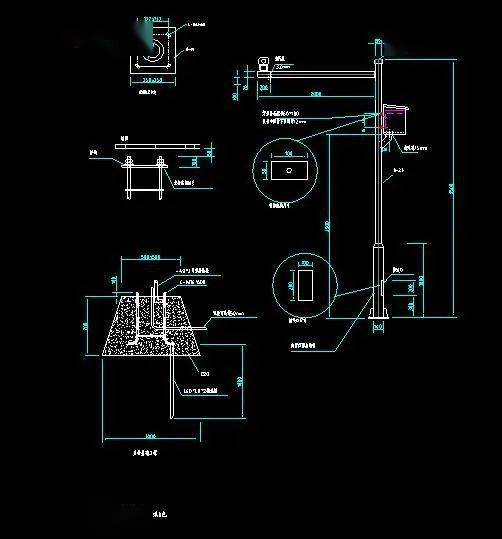 各种规格类型监控立杆大样图及智慧灯杆大样图