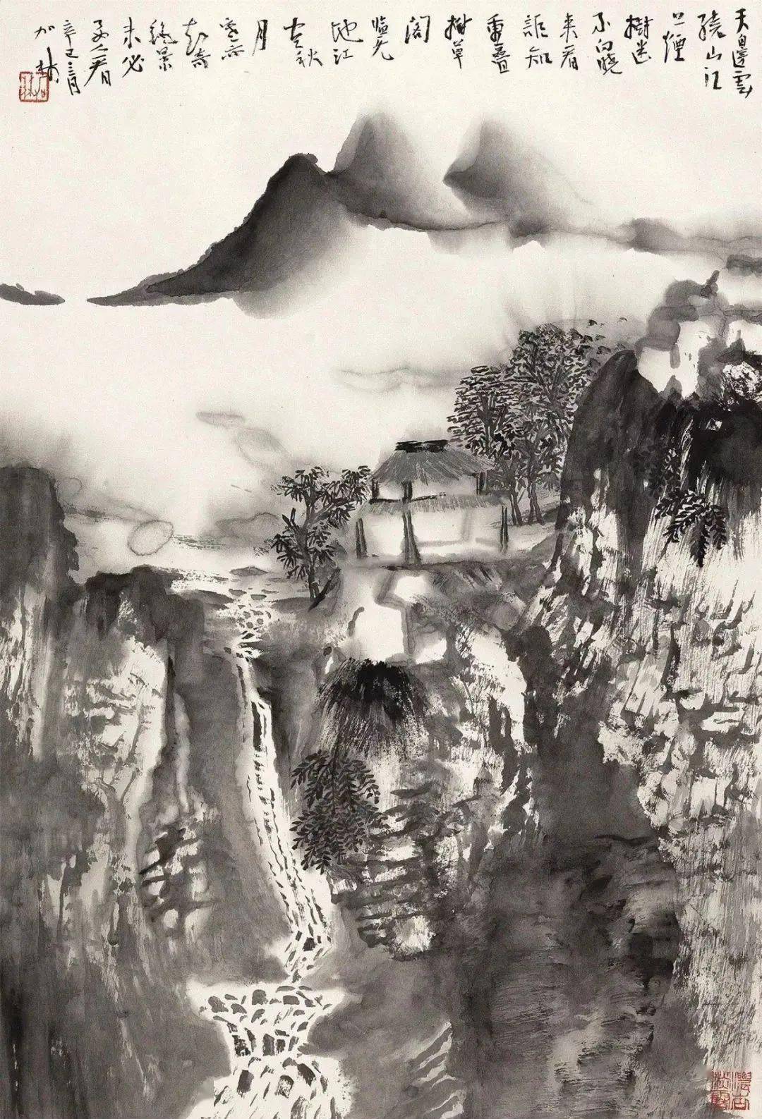 何加林的绘画,有着清雅,崇高和淡泊的文人意韵_山水_国画_变化