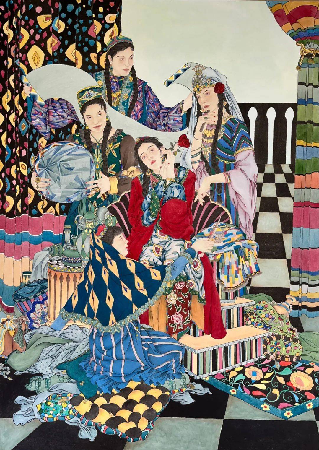 《畲族谣》 235×175cm 纸本设色 指导教师:程楠张忆卉 本科生 《新