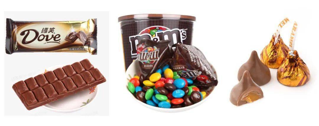 "m&ms"是球形的,"hershey(好时)"是圆锥体的,谁做这类形态的巧克力都