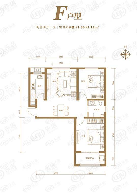 好住|翔建·御景华府建面约91.3㎡精致两居现房出售!_户型_空间_进深