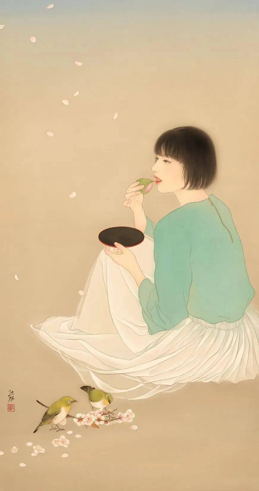 93年日本女画家,工笔人体看入迷,小露香肩,360°画得淋漓尽致