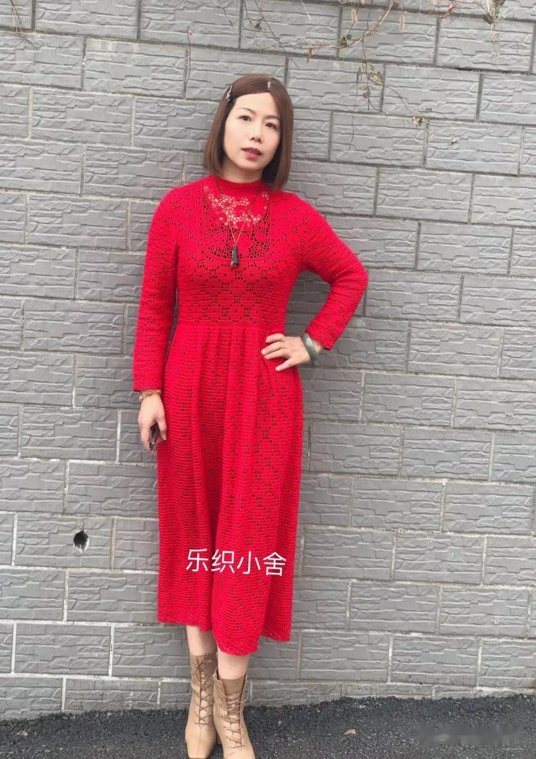 迷人的铜钱花高腰高领连衣裙钩法教程