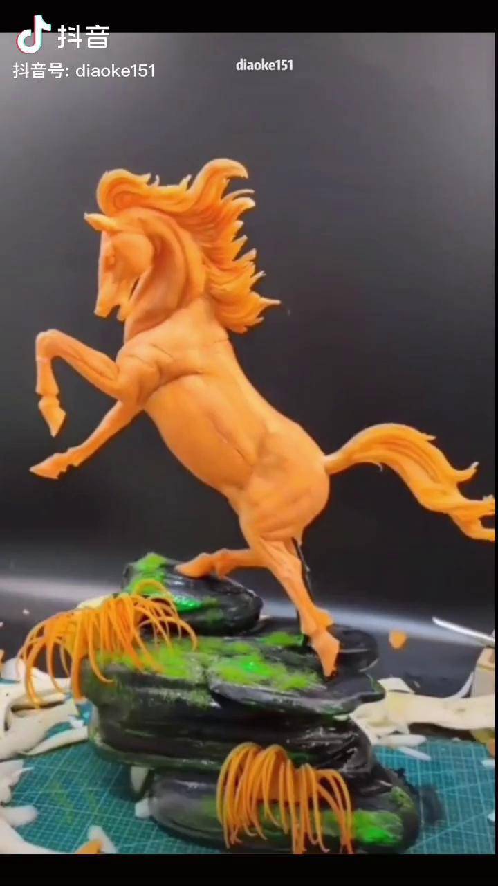 马雕刻教程烹饪艺术食品雕刻雕刻厨师果蔬造型