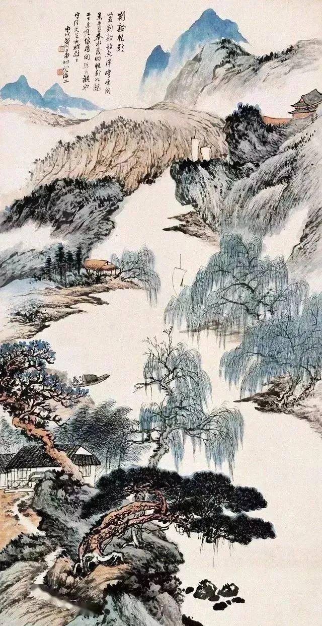 都说画树难画柳，他画的柳却是一大特色_郑午昌_国画_山水画